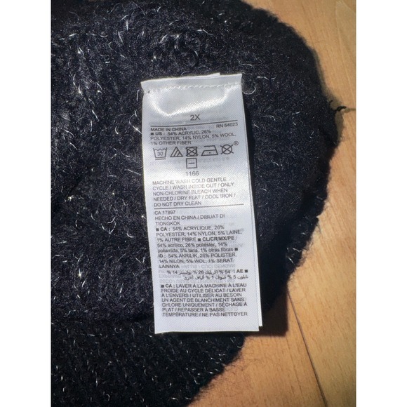 Old Navy Women's Black Sparkle Knit Sweater Cold Shoulder Ruffle Sleeve XX Large - Picture 4 of 5